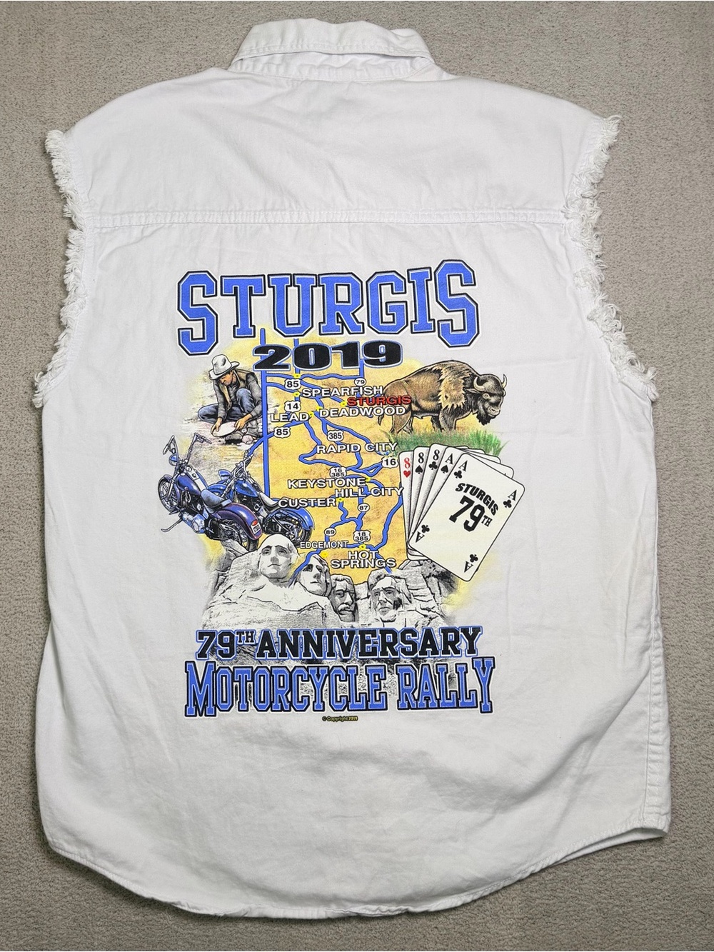 Milwaukee Performance Cuttoff Denim Shirt Mens L Sturgis 2019 Motorcycle Rally